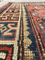 2'8 x 4'4 Antique Caucasian scatter rug #2252 / 3x4 Vintage Rug - Blue Parakeet Rugs
