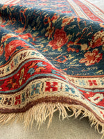 3'7 x 16'6 Antique floral art runner #2089 / 4x17 Vintage Runner - Blue Parakeet Rugs
