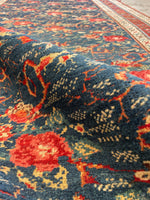 3'7 x 16'6 Antique floral art runner #2089 / 4x17 Vintage Runner - Blue Parakeet Rugs