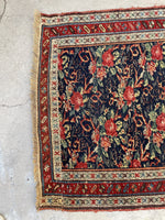 3'7 x 16'6 Antique floral art runner #2089 / 4x17 Vintage Runner - Blue Parakeet Rugs
