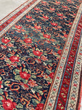 3'7 x 16'6 Antique floral art runner #2089 / 4x17 Vintage Runner - Blue Parakeet Rugs