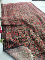 5'2 x 9'8 worn antique Persian Hamadan Rug (#871) - Blue Parakeet Rugs
