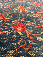 3'7 x 16'6 Antique floral art runner #2089 / 4x17 Vintage Runner - Blue Parakeet Rugs