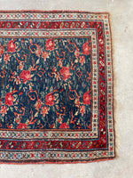 3'7 x 16'6 Antique floral art runner #2089 / 4x17 Vintage Runner - Blue Parakeet Rugs