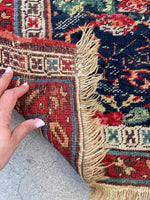3'7 x 16'6 Antique floral art runner #2089 / 4x17 Vintage Runner - Blue Parakeet Rugs