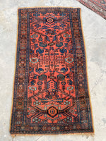 3'2 x 6'2 Antique coral wool rug #1945 / 3x6 vintage rug - Blue Parakeet Rugs