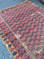 5'4 x 10'3 tribal antique Afghan Beshir Rug - Blue Parakeet Rugs