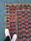 5'4 x 10'3 tribal antique Afghan Beshir Rug - Blue Parakeet Rugs