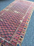 5'4 x 10'3 tribal antique Afghan Beshir Rug - Blue Parakeet Rugs