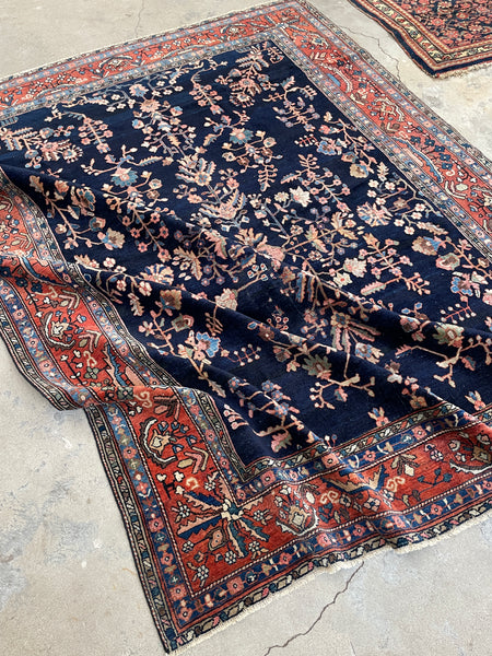 6'10 x 8'10 Antique Persian Navy Mahal rug #2441  / 7x9 Persian rug - Blue Parakeet Rugs