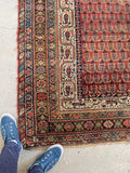 5'6 x 11'9 Worn Kurdish Rug #1936 / 6x12 vintage rug - Blue Parakeet Rugs