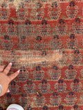 5'6 x 11'9 Worn Kurdish Rug #1936 / 6x12 vintage rug - Blue Parakeet Rugs