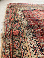5'6 x 11'9 Worn Kurdish Rug #1936 / 6x12 vintage rug - Blue Parakeet Rugs