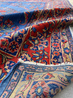 9x15 Royal Blue Antique Persian Sarouk rug #2562 - Blue Parakeet Rugs