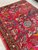 2' x 2'10 Antique Persian Hamadan Scatter rug #2449 - Blue Parakeet Rugs