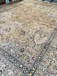 13'6 x 17'2 Palatial antique and muted floral rug #2092 / 14x17 Vintage Rug - Blue Parakeet Rugs