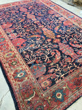 8'8 x 12' antique Persian Sutlanabad Mahal - Blue Parakeet Rugs