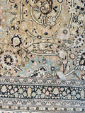 13'6 x 17'2 Palatial antique and muted floral rug #2092 / 14x17 Vintage Rug - Blue Parakeet Rugs