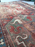 4 x 6'7 Worn Antique Caucasian Rug / Cloudband Rug - Blue Parakeet Rugs