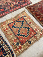 3'1 x 3'1 Square Kazak rug #2445 / small vintage rug - Blue Parakeet Rugs