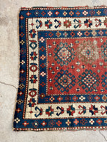 3'1 x 4'9 Antique Kazak rug #2444 / small vintage rug - Blue Parakeet Rugs