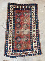 3'1 x 4'9 Antique Kazak rug #2444 / small vintage rug - Blue Parakeet Rugs