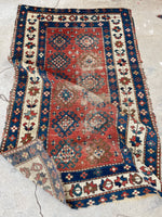 3'1 x 4'9 Antique Kazak rug #2444 / small vintage rug - Blue Parakeet Rugs