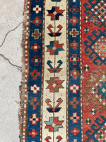 3'1 x 4'9 Antique Kazak rug #2444 / small vintage rug - Blue Parakeet Rugs