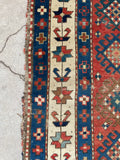 3'1 x 4'9 Antique Kazak rug #2444 / small vintage rug - Blue Parakeet Rugs