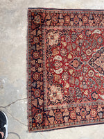 4'5 x 6'7 Antique Persian Kashan rug #2258 / 5x7 Vintage Rug - Blue Parakeet Rugs