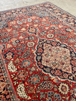 4'5 x 6'7 Antique Persian Kashan rug #2258 / 5x7 Vintage Rug - Blue Parakeet Rugs