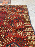 4' x 4'7 Antique Turkoman Prayer Rug #2443 - Blue Parakeet Rugs