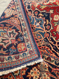 4'5 x 6'7 Antique Persian Kashan rug #2258 / 5x7 Vintage Rug - Blue Parakeet Rugs