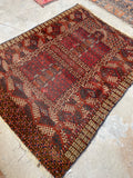 4' x 4'7 Antique Turkoman Prayer Rug #2443 - Blue Parakeet Rugs