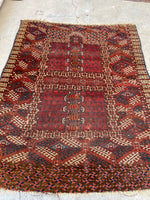 4' x 4'7 Antique Turkoman Prayer Rug #2443 - Blue Parakeet Rugs