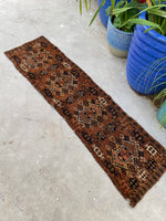 1'4 x 5'1 Antique Yomoud rug #2565 / skinny vintage runner - Blue Parakeet Rugs