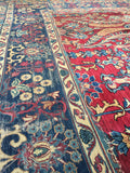 11'3 x 12'10 Antique Persian Kerman - Blue Parakeet Rugs