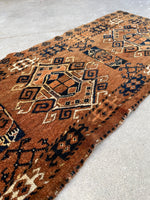 1'4 x 5'1 Antique Yomoud rug #2565 / skinny vintage runner - Blue Parakeet Rugs