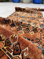 1'4 x 5'1 Antique Yomoud rug #2565 / skinny vintage runner - Blue Parakeet Rugs