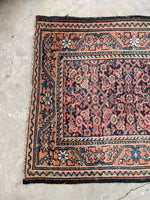 3' x 5'5 Antique Persian Mahal rug #2451/ small vintage rug - Blue Parakeet Rugs