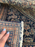 2 x 3'1 Antique Senneh / Small Persian Rug - Blue Parakeet Rugs