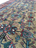 3'9 x 6'2 Antique Persian Malayer / Small Vintage Rug - Blue Parakeet Rugs