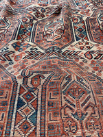 6'7 X 12'3 Antique Love-Worn Persian Gallery Rug #2774 - Blue Parakeet Rugs