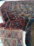 3'9 x 6'2 Antique Persian Malayer / Small Vintage Rug - Blue Parakeet Rugs