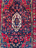 3'6 x 5'3 Antique bold and tribal wool rug #1950 / 4x5 Vintage Rug - Blue Parakeet Rugs