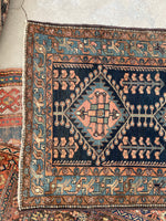 3'3 x 6 Antique Persian Malayer rug #2452ML / small vintage rug - Blue Parakeet Rugs