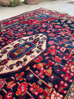 3'6 x 5'3 Antique bold and tribal wool rug #1950 / 4x5 Vintage Rug - Blue Parakeet Rugs