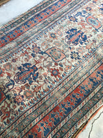 4'3 x 9'8 Worn Antique Caucasian Rug - Blue Parakeet Rugs