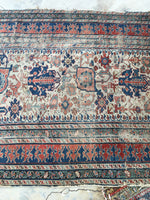 4'3 x 9'8 Worn Antique Caucasian Rug - Blue Parakeet Rugs