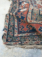 4'3 x 9'8 Worn Antique Caucasian Rug - Blue Parakeet Rugs